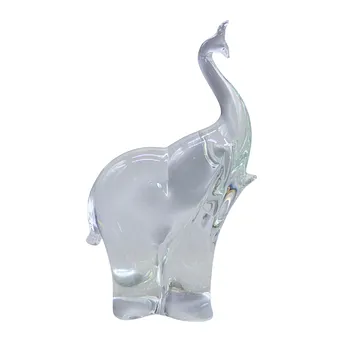 Glass elephant sculpture.