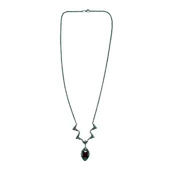 KETTE AUS 925ER SILBER, GESCHLIFFENEN KARNEOL IN 925ER SILBERFASSUNG.