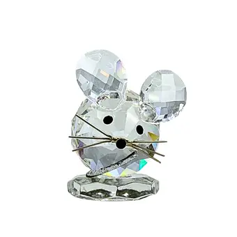 SWAROVSKI KRISTALLFIGUR EINER MAUS MIT SCHWARZEN AUGEN.