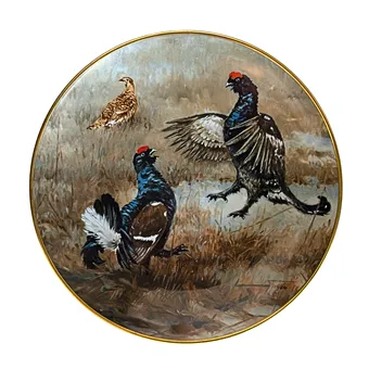 Hannes Liederley. Limitowany talerz porcelanowy "Kampf der Spielhähne" od AK Kaiser Porzellan.