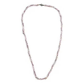 DREI-STRÄNGIGE SÜSSWASSERPERLENKETTE IN ROSA & WEISS - 925ER SILBERVERSCHLUSS.