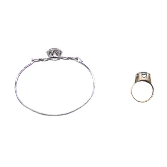 PARURE ANCIENNE EN ARGENT 835 BRACELET ET BAGUE EN ARGENT 925.