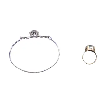 ANTIKES SCHMUCKSET AUS 835ER SILBER ARMBAND UND 925ER SILBER RING.