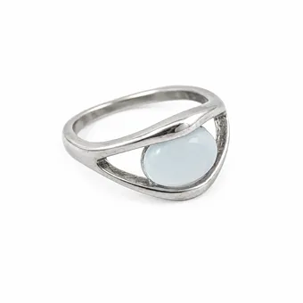 METALLRING MIT OPAL.