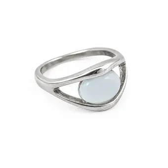 METALLRING MIT OPAL.