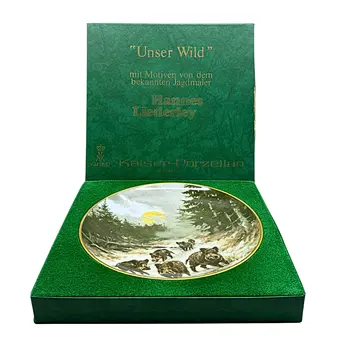 HANNES LIEDERLEY. LIMITOVANÝ PORCELÁNOVÝ TALÍŘ "HARTE WINTERZEIT" OD AK KAISER PORZELLAN.