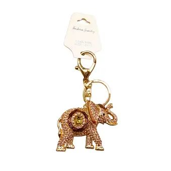 SCHLÜSSELANHÄNGER, ELEFANT MIT SCHMUCKSTEINEN, HERZMUSTER.