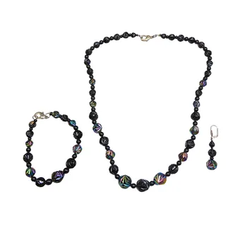 3-TEILIGES SCHMUCKKONVOLUT, HALSKETTE, ARMBAND UND EIN OHRHÄNGER.