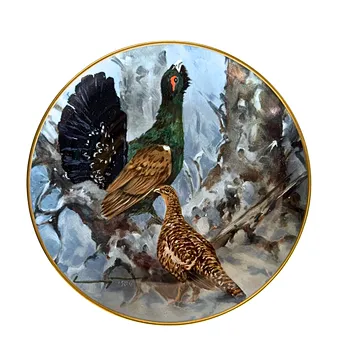 Hannes Liederley. Porcelánový talíř "Minnelied des großen Hahnes" od AK Kaiser Porzellan - rok 1984.