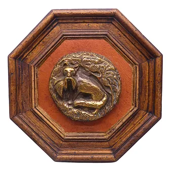 Antique wall relief with hunting motif.