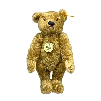 STEIFF CLASSIC 1920 TEDDYBEER IN BEIGE MET GROMGELUID.