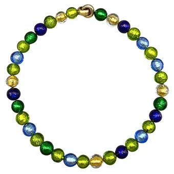 MURANO PERLEN-HALSKETTE MIT EINGEARBEITETEM BLATTGOLD.