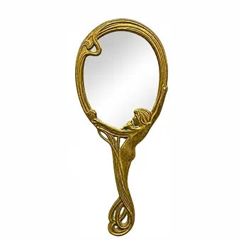 JUGENDSTIL HANDSPIEGEL AUS MESSING.