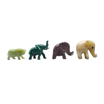 SET DE 4 PETITES FIGURINES D'ANIMAUX EN PIERRES DIVERSES.