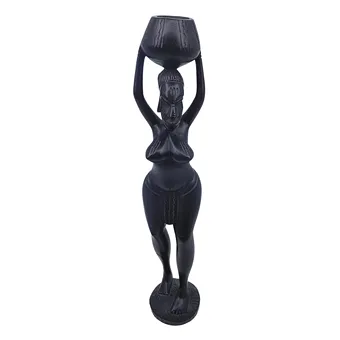 AFRIKANISCHE HOLZSKULPTUR – FRAU MIT WASSERTOPF.