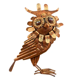 FIGURA METALOWA SOWA W WYGLĄDZIE MIEDZI - DEKORACJA OGRODOWA.