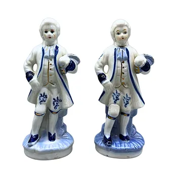 TWO PORCELAIN CAVALIER FIGURES - ROCOCO STYLE.