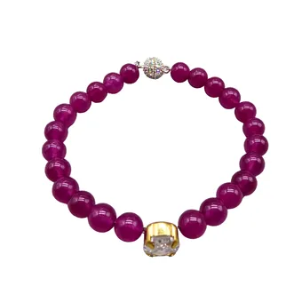 Agaat kralenarmband magneetsluiting met witte zirkoon