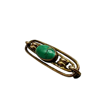 BROCHE EN ARGENT 835 AVEC UNE TURQUOISE.