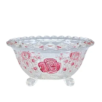 GLASSCHALE DER MARKE WALTHER-GLAS MIT ROSENDEKOR.