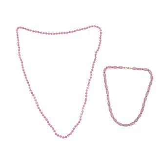 Ensemble 2 pièces : collier infini de perles et collier à maillons cylindriques.