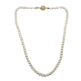 ZUCHTPERLENKETTE MIT GELBGOLDSCHLIESSE (585).