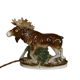 Incense burner - porcelain moose figurine.