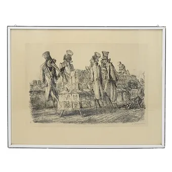 A. PAUL WEBER, "BEIM BOUQUINISTEN AM QUAI VOLTAIRE", LITHOGRAPH, SIGNED AND DATED 1961.