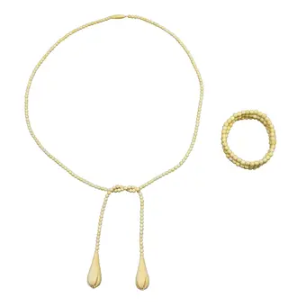 PERLENKETTE UND ARMBAND AUS BEIN.