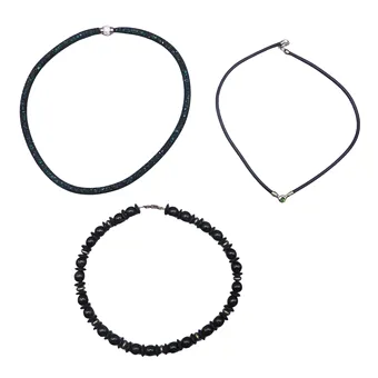 Parure de colliers en chaînes noires