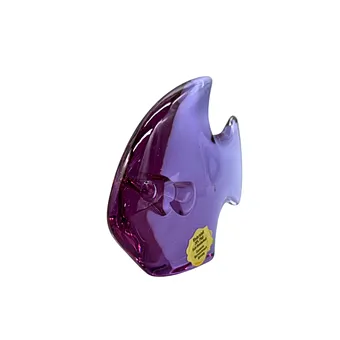 Figurine de poisson en cristal de plomb violet, faite main par Glaswerke Warmensteinach.