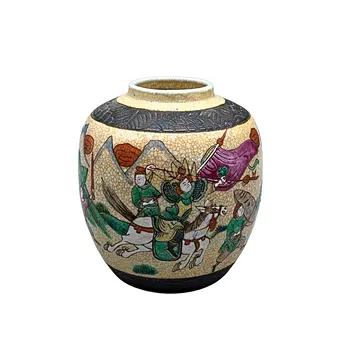 Azjatycki wazon ceramiczny z glazurą craquelé