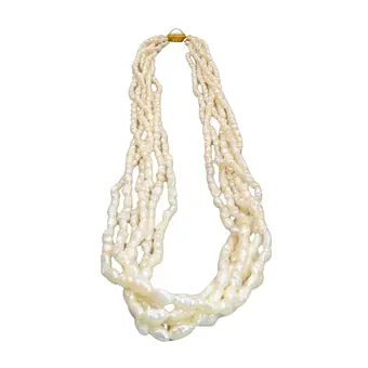 6-SNOER PARELKETTING MET EEN SLUITING VAN 925 ZILVER, VERGOUD.