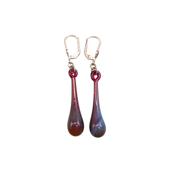 BOUCLES D'OREILLES EN VERRE DE MURANO, FERMOIRS 925 ARGENT.