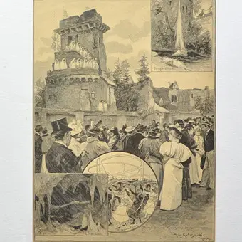 Richard Gutschmidt (1861-1926). Nymphenburg, antická ocelorytina, pozdní 19. století, pasparta.