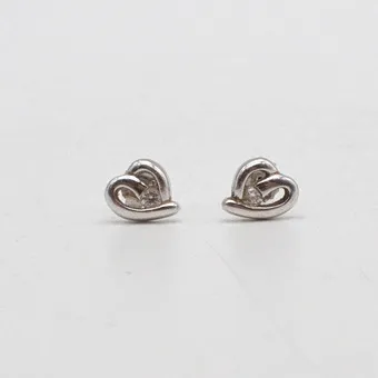 Puces d'oreille en argent sterling, forme de cœur avec zircone, vintage.