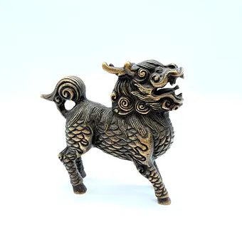 Qilin-figuur / Kirin / Kylin van brons, hond draak, China.