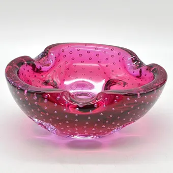 Archimede Seguso. Murano designschaal, studioglas, sommerso, bullicante, Italië, circa 1950.