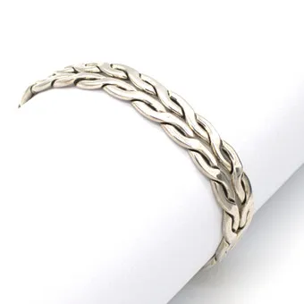 CHRISTIAN&IBANA. BRAIDED CUFF BRACELET IN STERLING SILVER 925. UNIQUE HANDMADE PIECE.