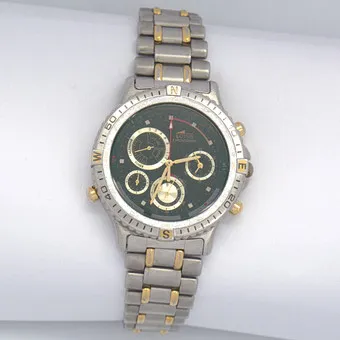 Lotus Superchronograph, pánské náramkové hodinky, ocel/pozlacené, quartz, datum, kalendář, cca 1990.