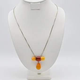 HANDGEMACHTER TRIPPLE BERNSTEIN COLLIER, 835 SILBER KETTE, ART DECO.