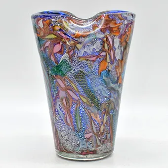 DINO MARTENS. MURANO DESIGNERVASE, "BIZANTINO", STUDIOGLAS, MISCHTECHNIK, ITALIEN, UM 1955.