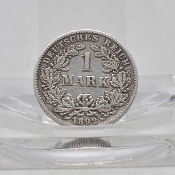GERMAN EMPIRE, 1 MARK COIN, LARGE EAGLE, FROM 1892 - F, ANTIQUE CIRCULATION COIN IN SILVER.