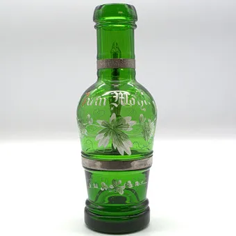 GLASINDUSTRIE DRESDEN. ALLEMAGNE, FLACON EN VERRE/ÉTAIN AVEC PEINTURE ÉMAIL FINE, DÉBUT 20E SIÈCLE.