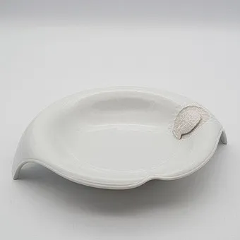 M. Frey. Designer bowl, Kaiser, signed, biscuit porcelain, white, peacock motif.