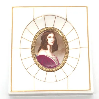 HEINRICH PORSELEIN VILLEROY & BOCH. PORSELEINEN PORTRET VAN FRIEDERIKE FREIIN VON GUMPPENBERG, GOUDEN RAND, LIMITED EDITION UIT 1983.