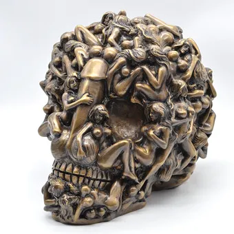 ROBBI JONES (1961). "NUDE WOMAN SKULL", СКУЛЬПТУРА, ЛАТУНЬ (МАТОВАЯ БРОНЗА), ОК. 2010, С ПОДПИСЬЮ.