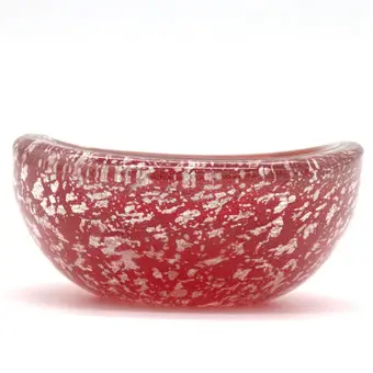MURANO VINTAGE SZKLANA MISKA W TECHNICE „SOMMERSO A BOLLICINE” ZE SREBRNYMI WTRĄCENIAMI, PRAWDOPODOBNIE OK. 1950-1960.