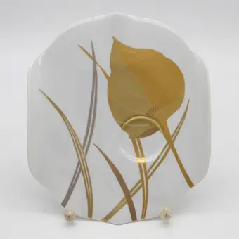 Gisela Müller-Behrndt. Rosenthal, podšálek, porcelán, 'Künstlertasse Nr. 27', květinový a zlatý dekor, Německo, kolem 90. let