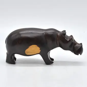 AFRIKANISCHE SKULPTUR, NILPFERD, EBENHOLZ, 20. JAHRHUNDERT.